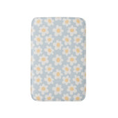 レトロスタイルデイジーの開花(青) バスマット (正面縦)