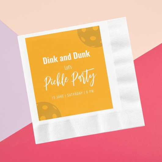 レトロスタイルネオンオレンジをテーマにしたピックボール誕生日 縁ありランチョンナプキン