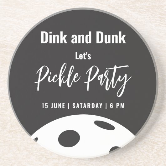 レトロスタイルネオンブラックをテーマにしたピックボール誕生日 コースター (正面)