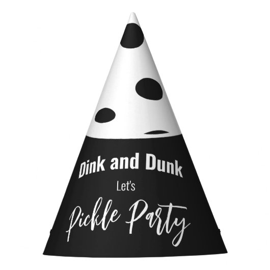 レトロスタイルネオンブラックをテーマにしたピックボール誕生日 パーティーハット (正面)