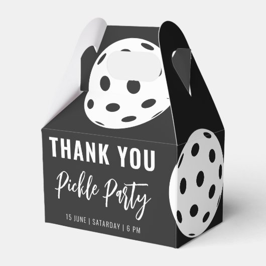 レトロスタイルネオンブラックをテーマにしたピックボール誕生日 フェイバーボックス (裏面サイド)