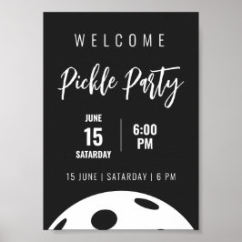 レトロスタイルネオンブラックをテーマにしたピックボール誕生日 ポスター