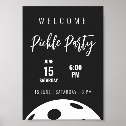 レトロスタイルネオンブラックをテーマにしたピックボール誕生日 ポスター (正面)