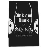 レトロスタイルネオンブラックをテーマにしたピックボール誕生日 ミディアムペーパーバッグ (正面)