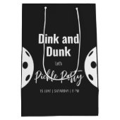 レトロスタイルネオンブラックをテーマにしたピックボール誕生日 ミディアムペーパーバッグ (裏面)