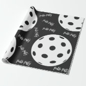 レトロスタイルネオンブラックをテーマにしたピックボール誕生日 ラッピングペーパー (アンロールド)