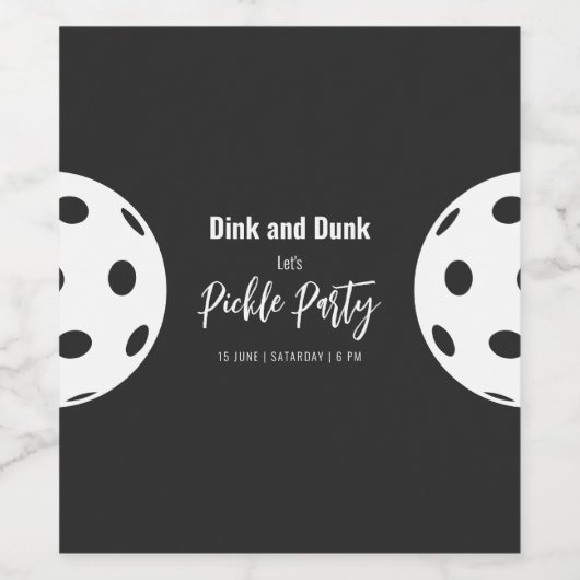 レトロスタイルネオンブラックをテーマにしたピックボール誕生日 ワインラベル (シングルラベル)