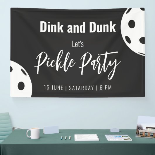 レトロスタイルネオンブラックをテーマにしたピックボール誕生日 横断幕 (トレードショー)