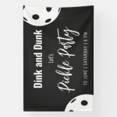 レトロスタイルネオンブラックをテーマにしたピックボール誕生日 横断幕 (縦)