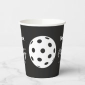 レトロスタイルネオンブラックをテーマにしたピックボール誕生日 紙コップ (左)