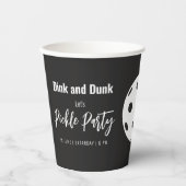 レトロスタイルネオンブラックをテーマにしたピックボール誕生日 紙コップ (正面)