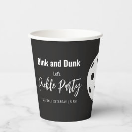 レトロスタイルネオンブラックをテーマにしたピックボール誕生日 紙コップ