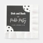 レトロスタイルネオンブラックをテーマにしたピックボール誕生日 縁ありランチョンナプキン (正面)