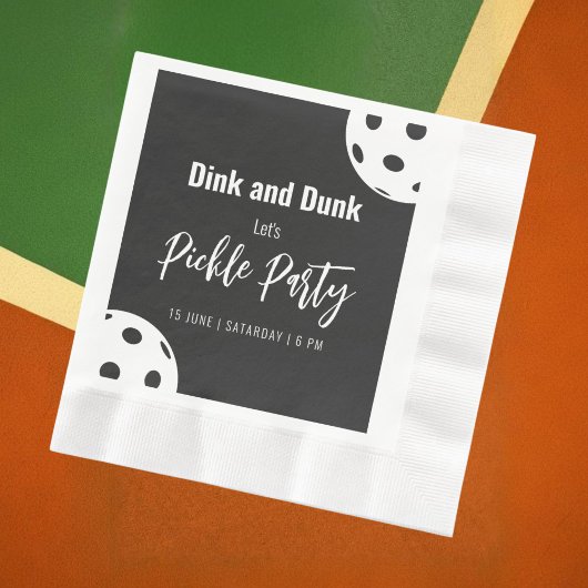 レトロスタイルネオンブラックをテーマにしたピックボール誕生日 縁ありランチョンナプキン