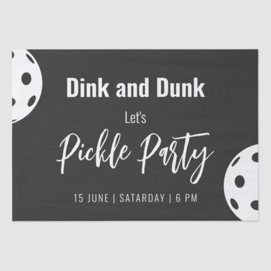 レトロスタイルネオンブラックをテーマにしたピックボール誕生日 薄葉紙 (正面)