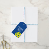 レトロスタイルネオンブルーをテーマにしたピックボール誕生日 ギフトタグ (より糸付き)