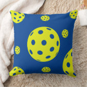 レトロスタイルネオンブルーをテーマにしたピックボール誕生日 クッション (ブランケット)
