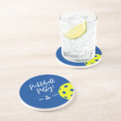 レトロスタイルネオンブルーをテーマにしたピックボール誕生日 コースター (側面)