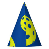 レトロスタイルネオンブルーをテーマにしたピックボール誕生日 パーティーハット (裏面)