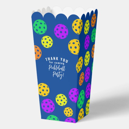 レトロスタイルネオンブルーをテーマにしたピックボール誕生日 フェイバーボックス (正面)