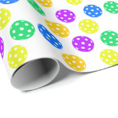 レトロスタイルネオンブルーをテーマにしたピックボール誕生日 ラッピングペーパー (ロールコーナー)