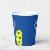 レトロスタイルネオンブルーをテーマにしたピックボール誕生日 紙コップ (右)