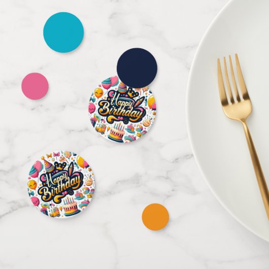 レトロスタイルハッピーバースデーお祝い紙吹雪 コンフェッティ (グループ)