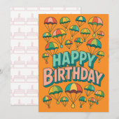 レトロスタイルハッピーバースデーデザイン誕生日カード (正面/裏面)