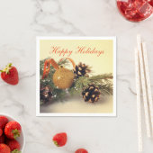 レトロスタイルハッピーホリデーデコレーションペーパーナプキン スタンダードカクテルナプキン (インサイチュ)