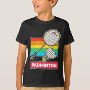 レトロスタイルバドミントンラケット及びシャトル Tシャツ