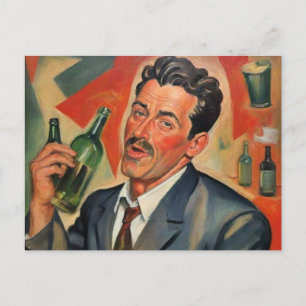 レトロスタイルバートアート飲ガイ ポストカード