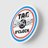 レトロスタイルバーバーショップラベルタイムウォールクロック ラウンド壁時計 (傾斜)