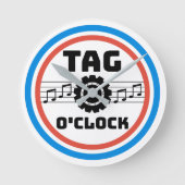 レトロスタイルバーバーショップラベルタイムウォールクロック ラウンド壁時計 (正面)