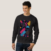 レトロスタイルパターンアート合成波80s スウェットシャツ (正面フル)