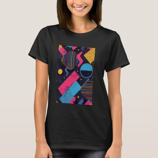 レトロスタイルパターンアート合成波80s tシャツ (正面)