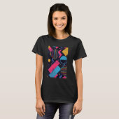 レトロスタイルパターンアート合成波80s tシャツ (正面フル)