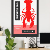 レトロスタイルパーソナライズされたクロウフィッシュ/ロブスターポスター ポスター (ホームオフィス)