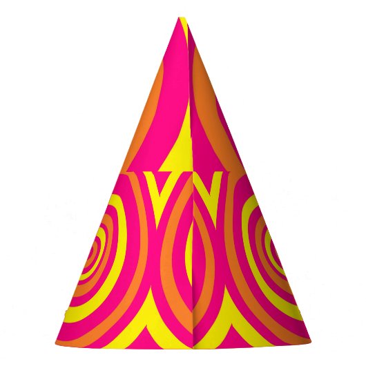 レトロスタイルパーティーハットとオレンジ色ホットピンクイエロー パーティーハット (裏面)