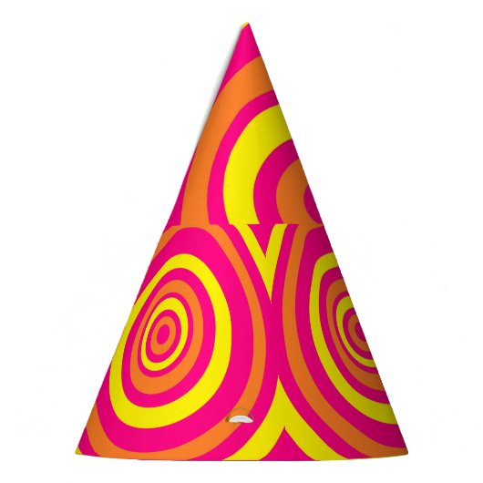 レトロスタイルパーティーハットとオレンジ色ホットピンクイエロー パーティーハット (左)