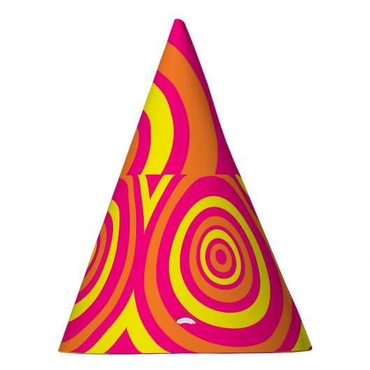 レトロスタイルパーティーハットとオレンジ色ホットピンクイエロー パーティーハット (右)