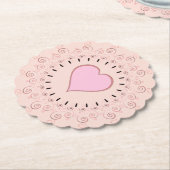 レトロスタイルピンクハート ペーパーコースター (アングル)