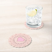 レトロスタイルピンクハート ペーパーコースター (インサイチュ)