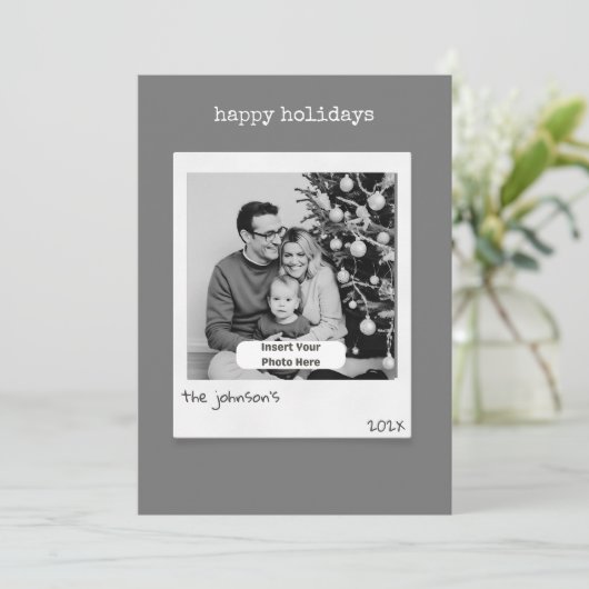 レトロスタイルフォトグパーソナライズされたレークリスマス シーズンカード (スタンド正面)