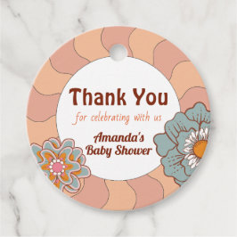 レトロスタイルフラワーベビーシャワーありがとうメッセージカード フェイバータグ