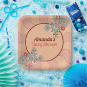 レトロスタイルフラワーベビーシャワーパーティー紙プレート ペーパープレート (パーティー)