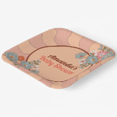 レトロスタイルフラワーベビーシャワーパーティー紙プレート ペーパープレート (傾斜あり)