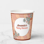 レトロスタイルフローバーベビーシャワーパーティー紙カップ 紙コップ (裏面)