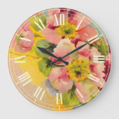 レトロスタイルフローラヴィンテージキッチン ラージ壁時計 (正面)