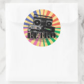 レトロスタイルブームボックス及びカセット ラウンドシール (バッグ)