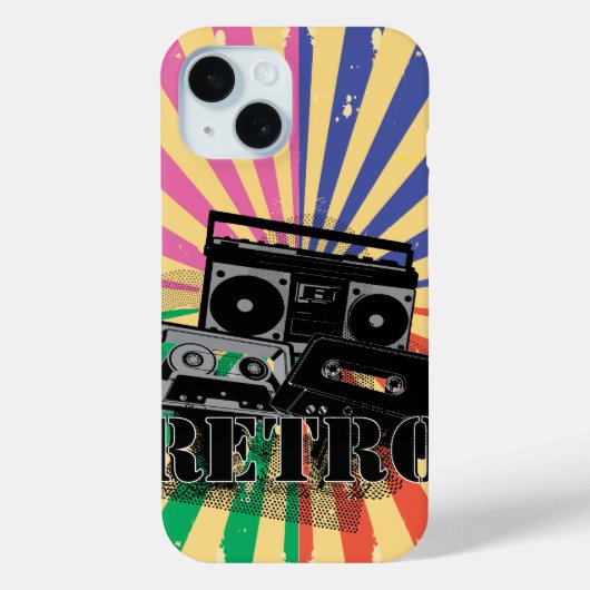 レトロスタイルブームボックス及びカセット Case-Mate iPhoneケース (裏面)